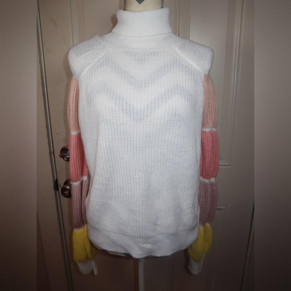Colorblock Raglan Sleeve High Neck Sweater SIZE SMALL - Picture 1 of 3